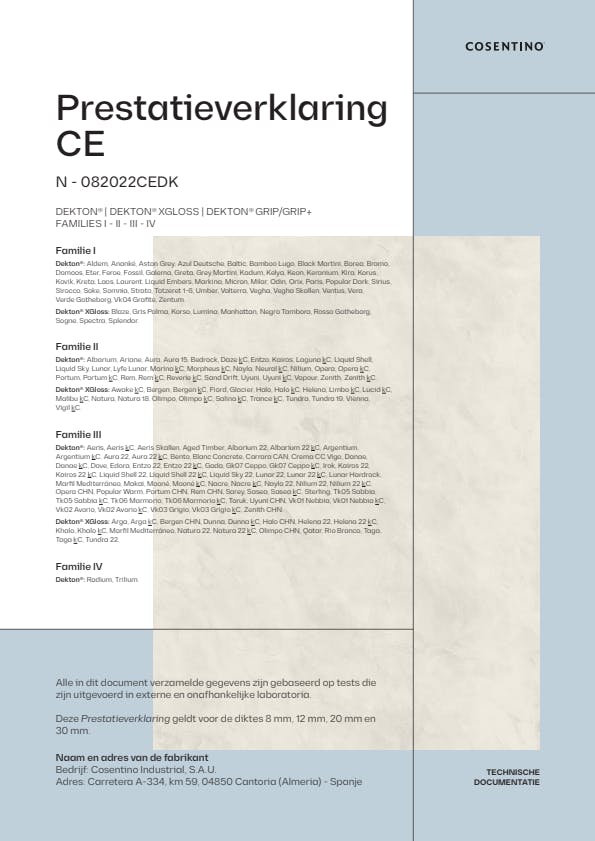 Dekton Prestatieverklaring CE (NL)