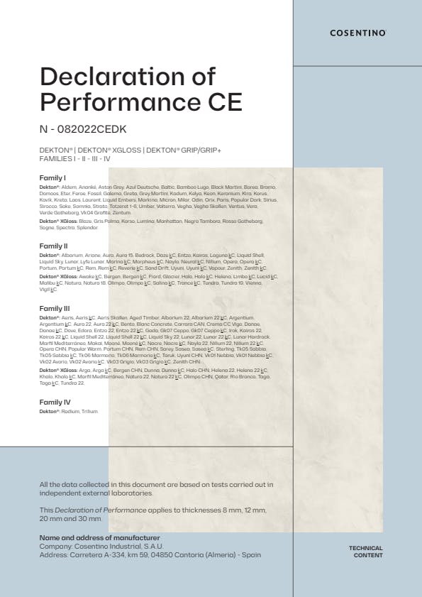 DEKTON Declaration of Performance CE (EN)