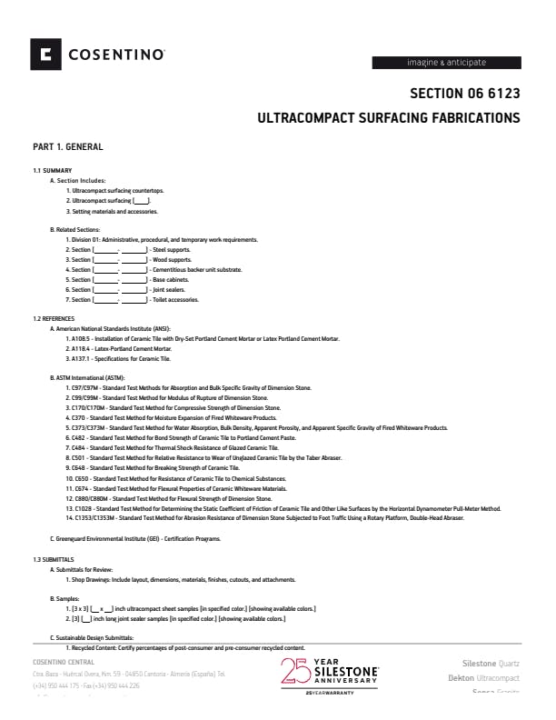 CSI Specifications 06 6123   Dekton USA
