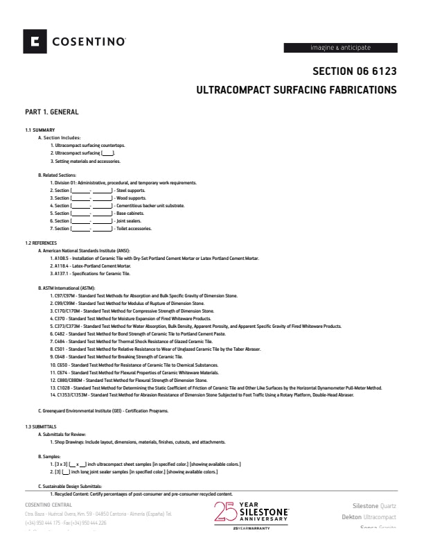 CSI Specifications 06 6123   Dekton USA