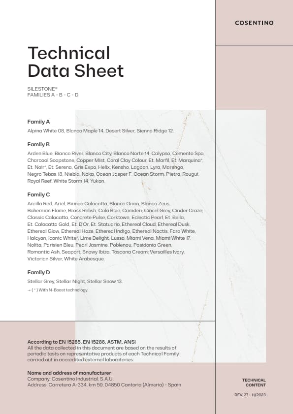 Silestone data sheets (EN)