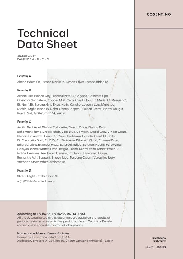 SILESTONE Technical Data Sheet (EN)
