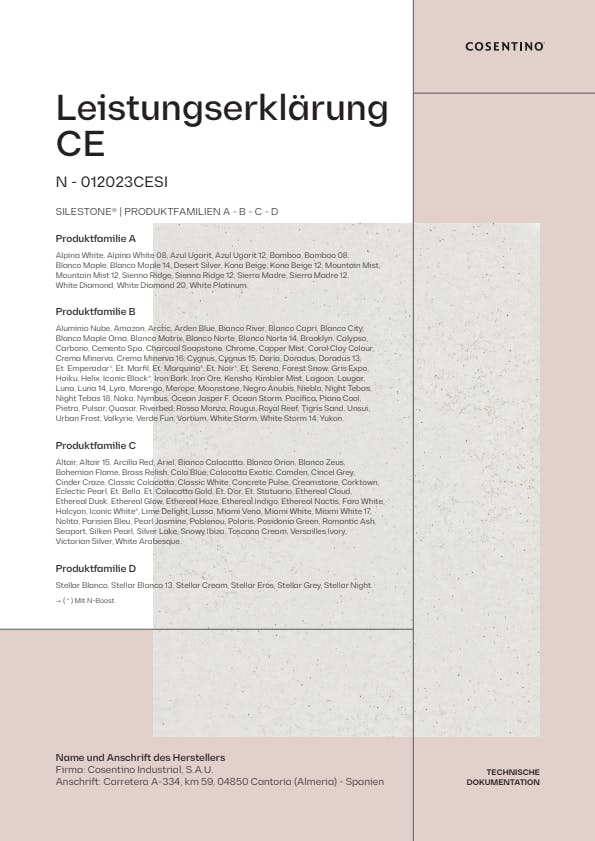 Silestone Leistungserklärung CE (DE)