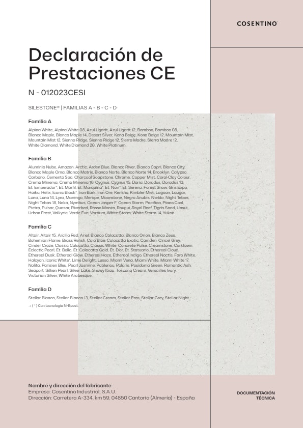 SILESTONE Declaración de Prestaciones CE (ES)