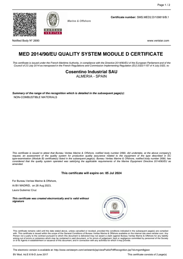DEKTON IMO Certificate - Module D (EN)