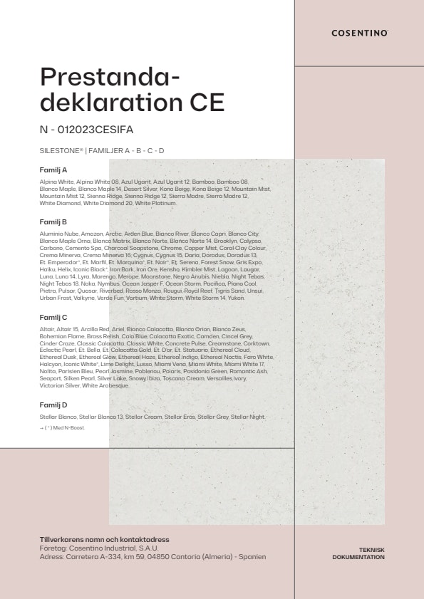 SILESTONE Prestandadeklaration CE (SE)