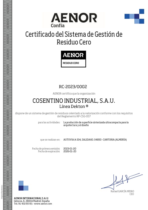 DEKTON Certificado Residuo Cero (ES)