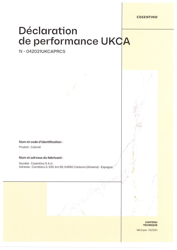 Declaration de performance Colorsil UKCA FR