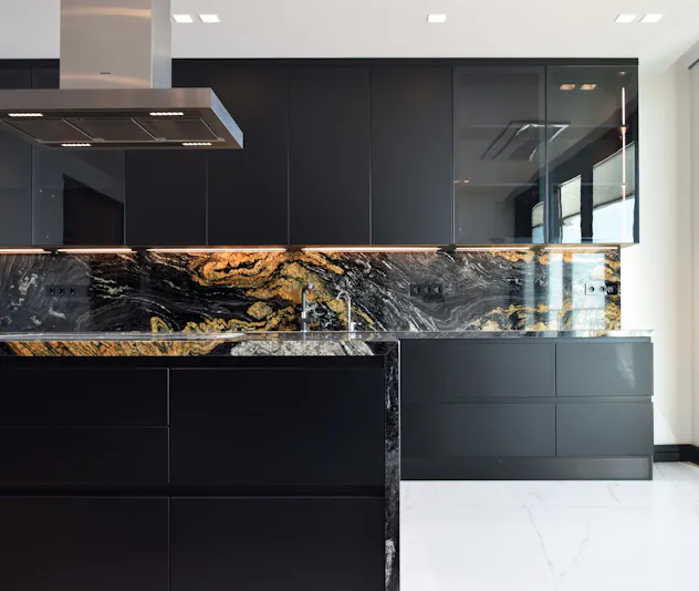 Penthouse Kitchen Design With Luxury Center Island And High End Materials photo