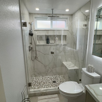 Bathroom shower wall and countertops