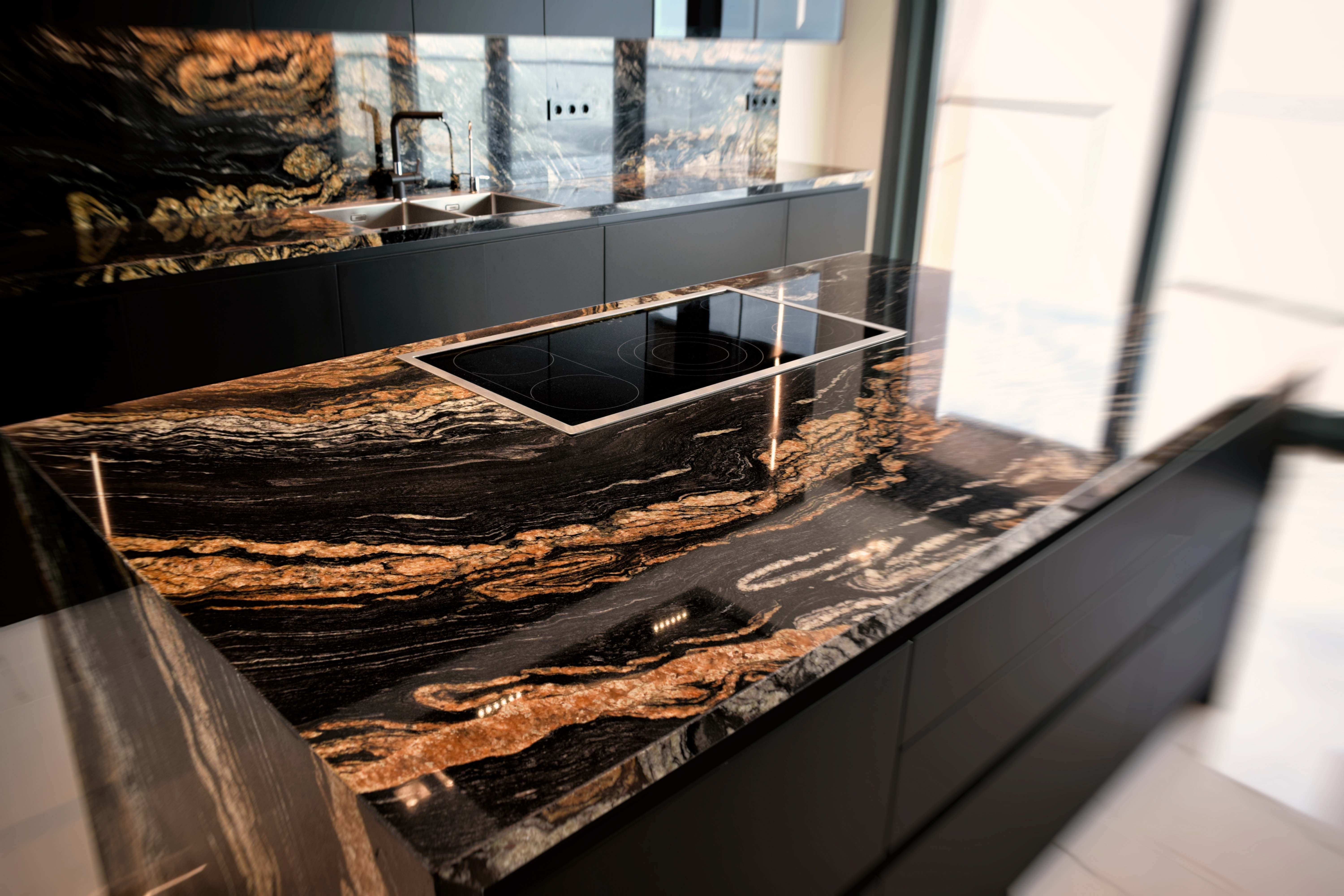 Beautiful view of Hold Integral Colour Textured Penthouse Kitchen