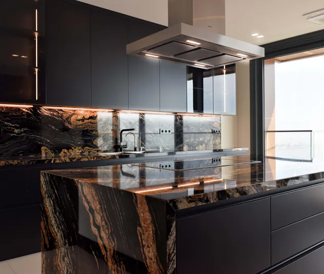 A closer look at High-End Penthouse Kitchen Setup With Smart Home Integration
