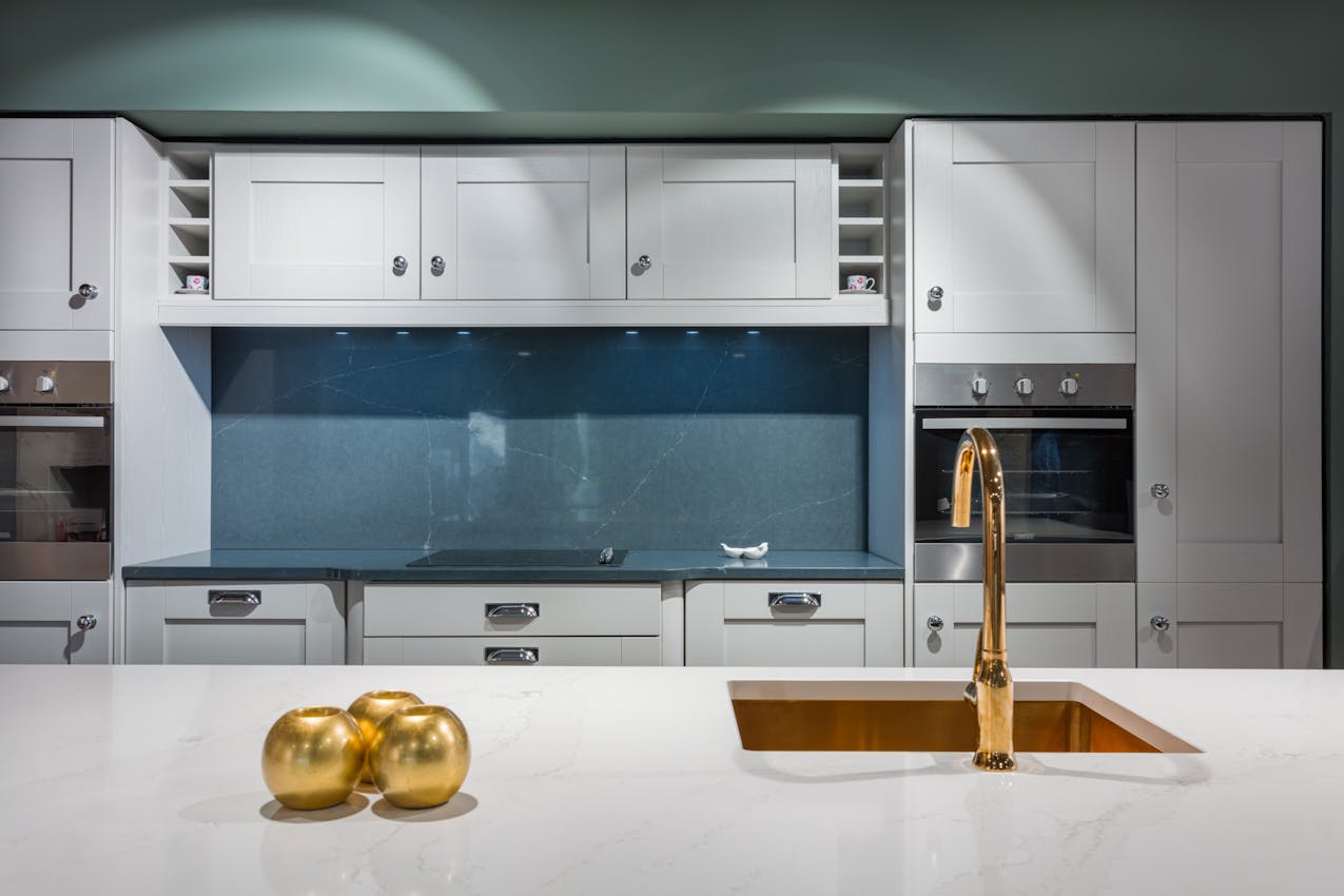 Grey and white kitchen