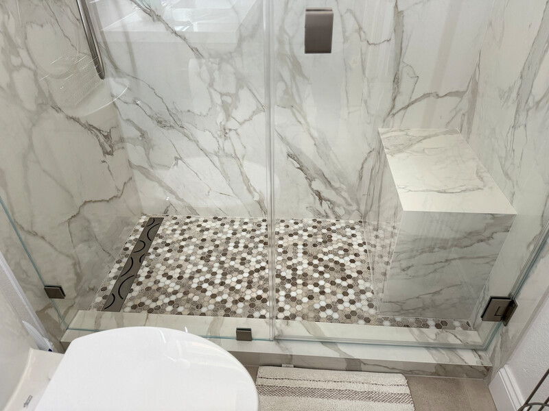 Bathroom shower wall and countertops